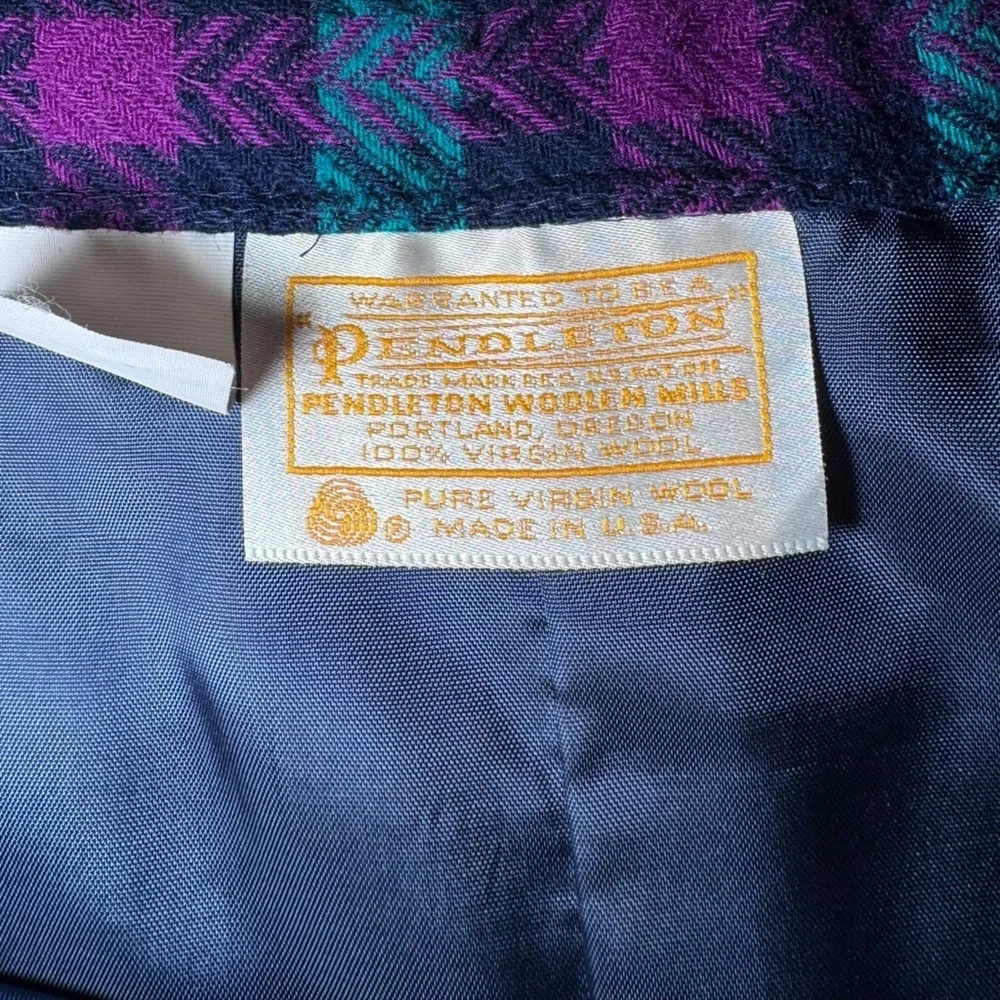 Pendleton VTG 80’s womens wool plaid lined blue and fuschia skirt size 16